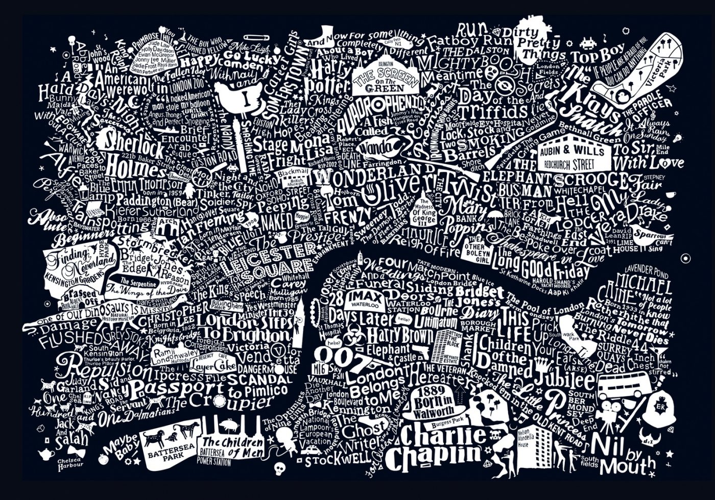run for the hills Central london film map by Dex on ArtFinder
