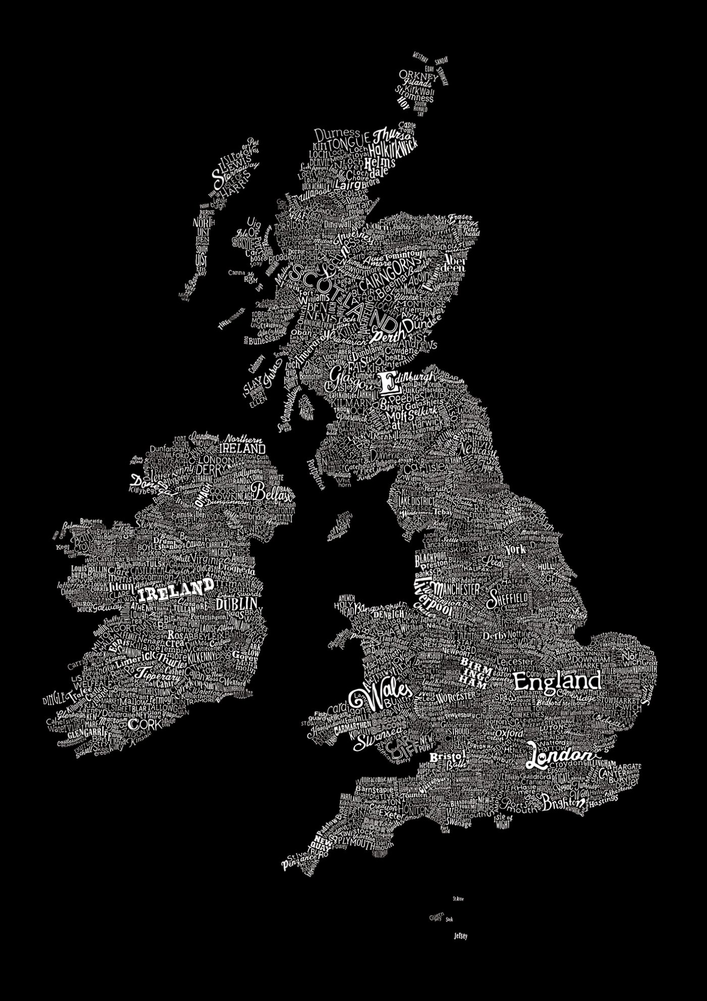 A typographic map of britain