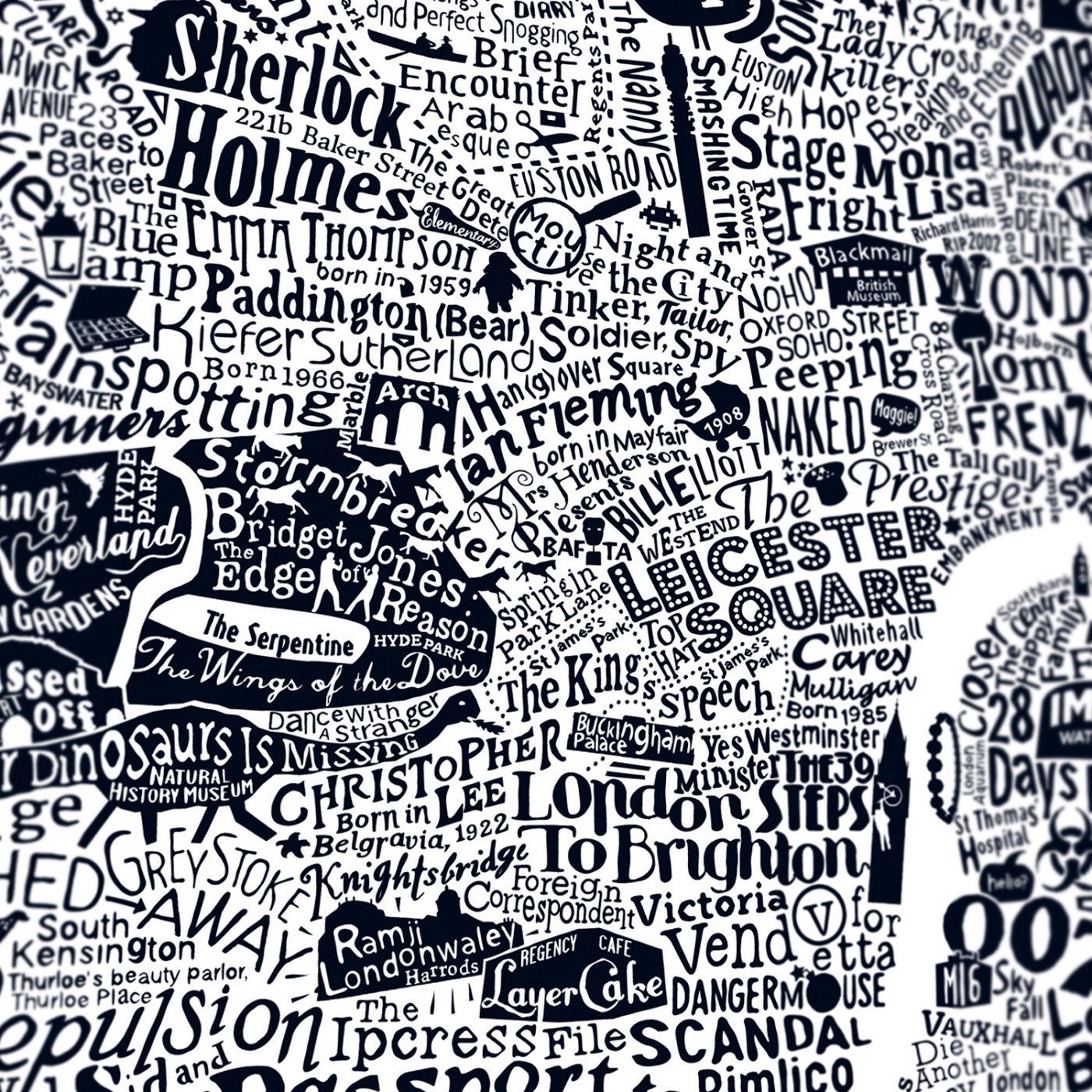 Typographic film map of london
