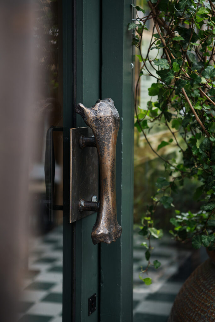 Bone shaped outside metal door handle