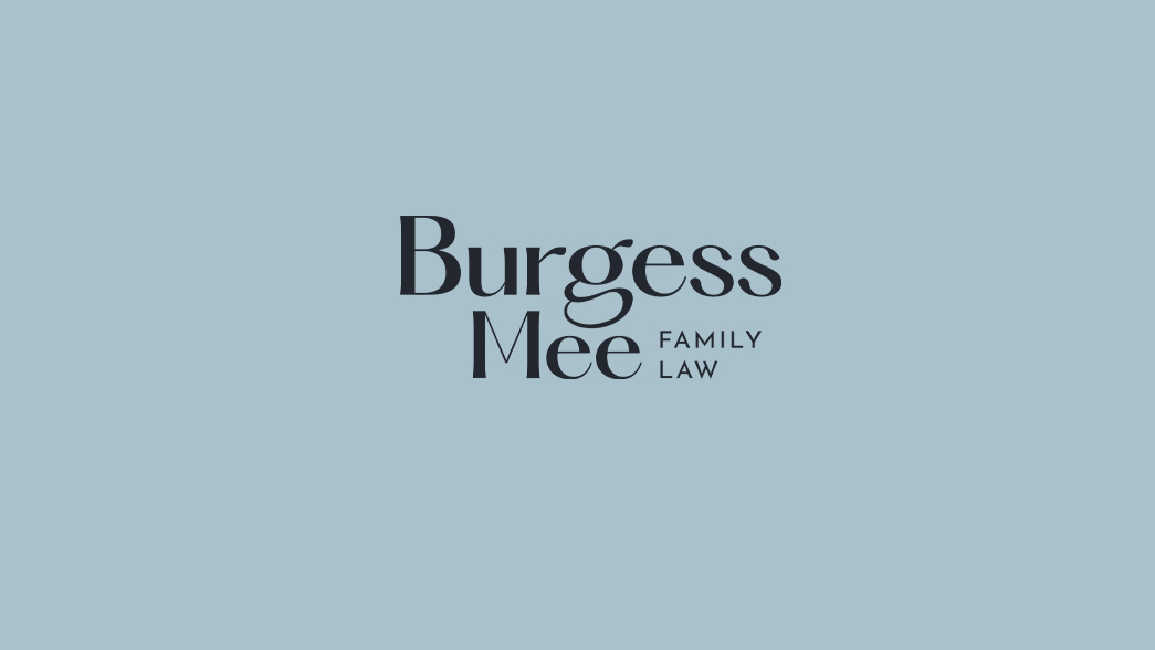 Burgess Mee logo in a navy colour on a pale blue background