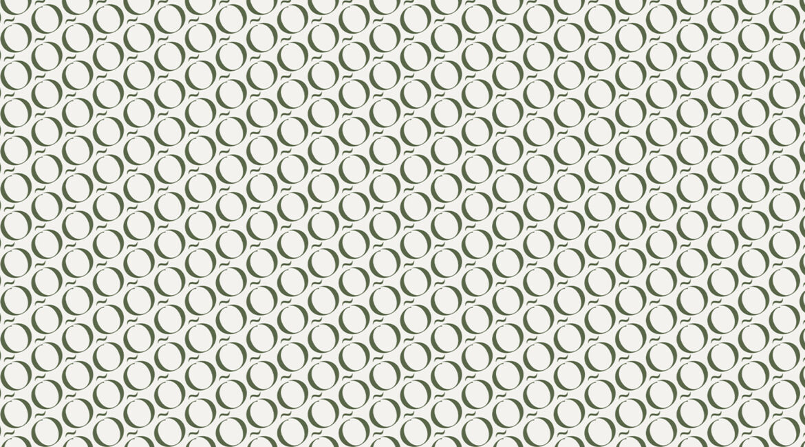 food show logo mark in green in a repeat pattern on cream background