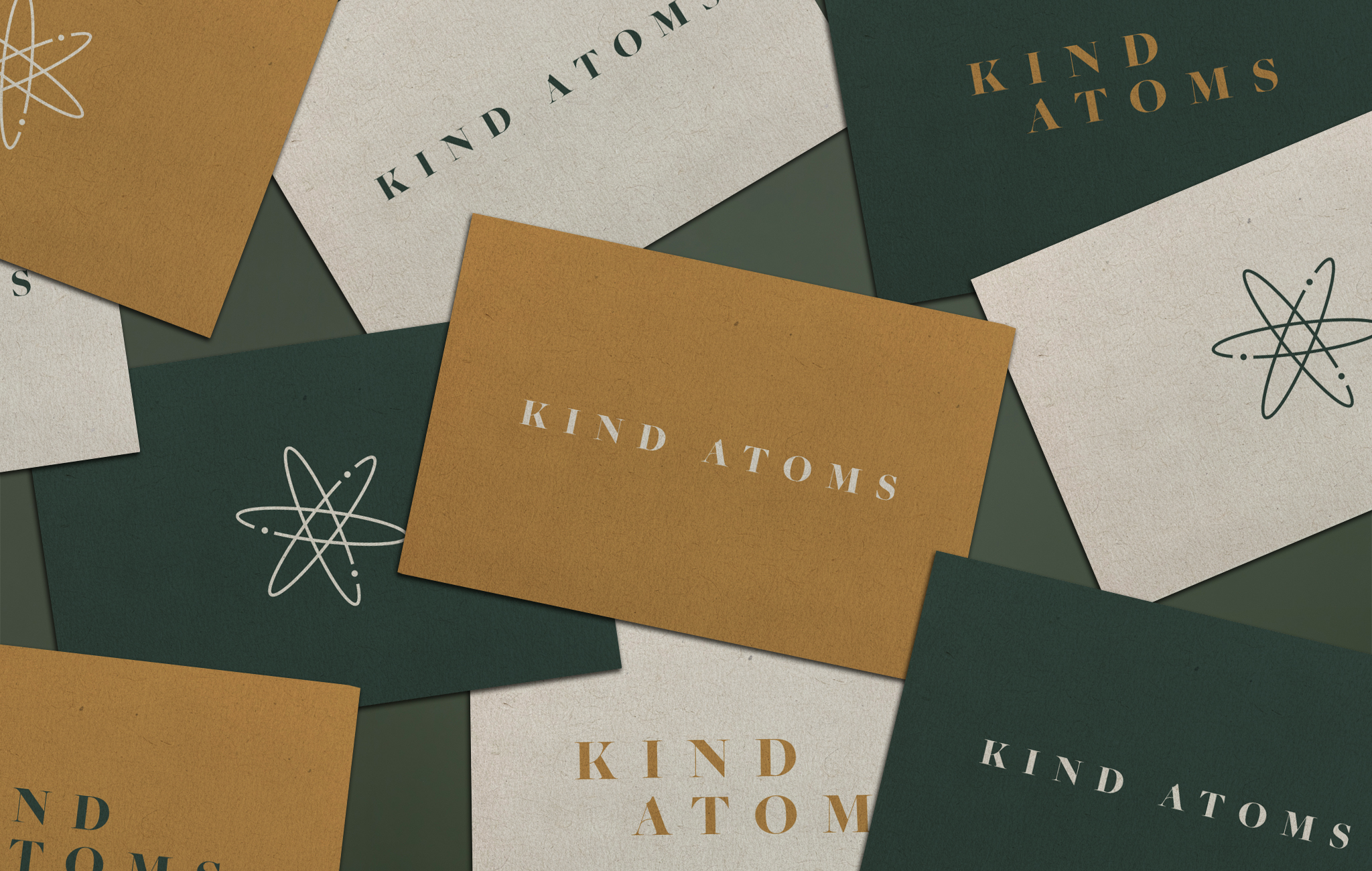 stylishly designed business cards for a skincare brand scattered on a table